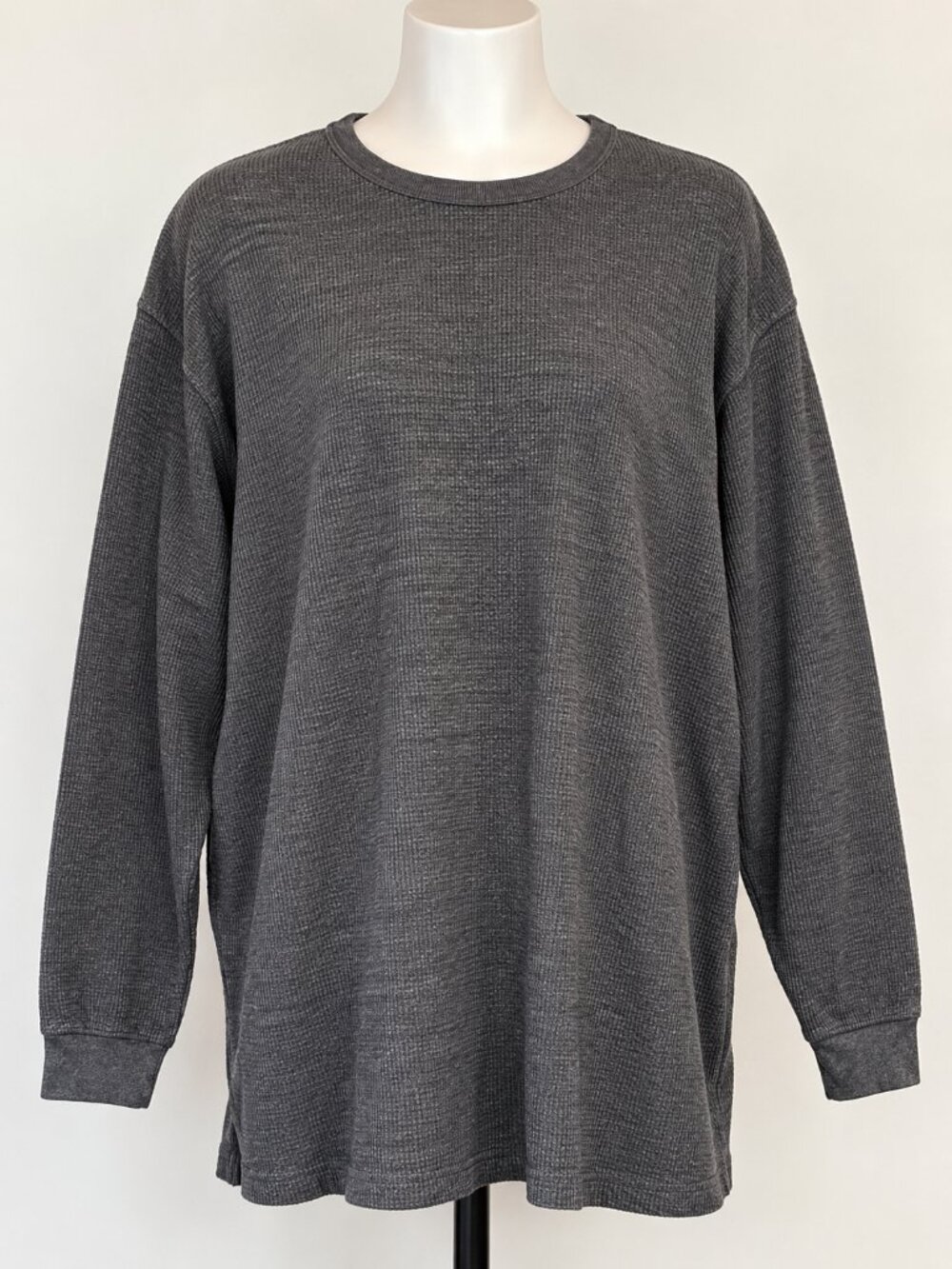 KingSize 5XL Big & Tall Thermal Shirt Charcoal Gray Waffle Knit Long Sleeve